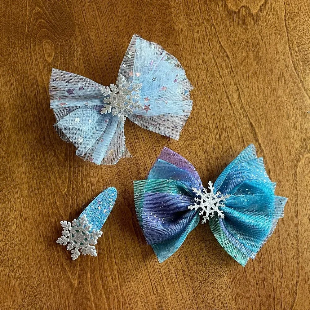 Snowflake sparkle hair clips